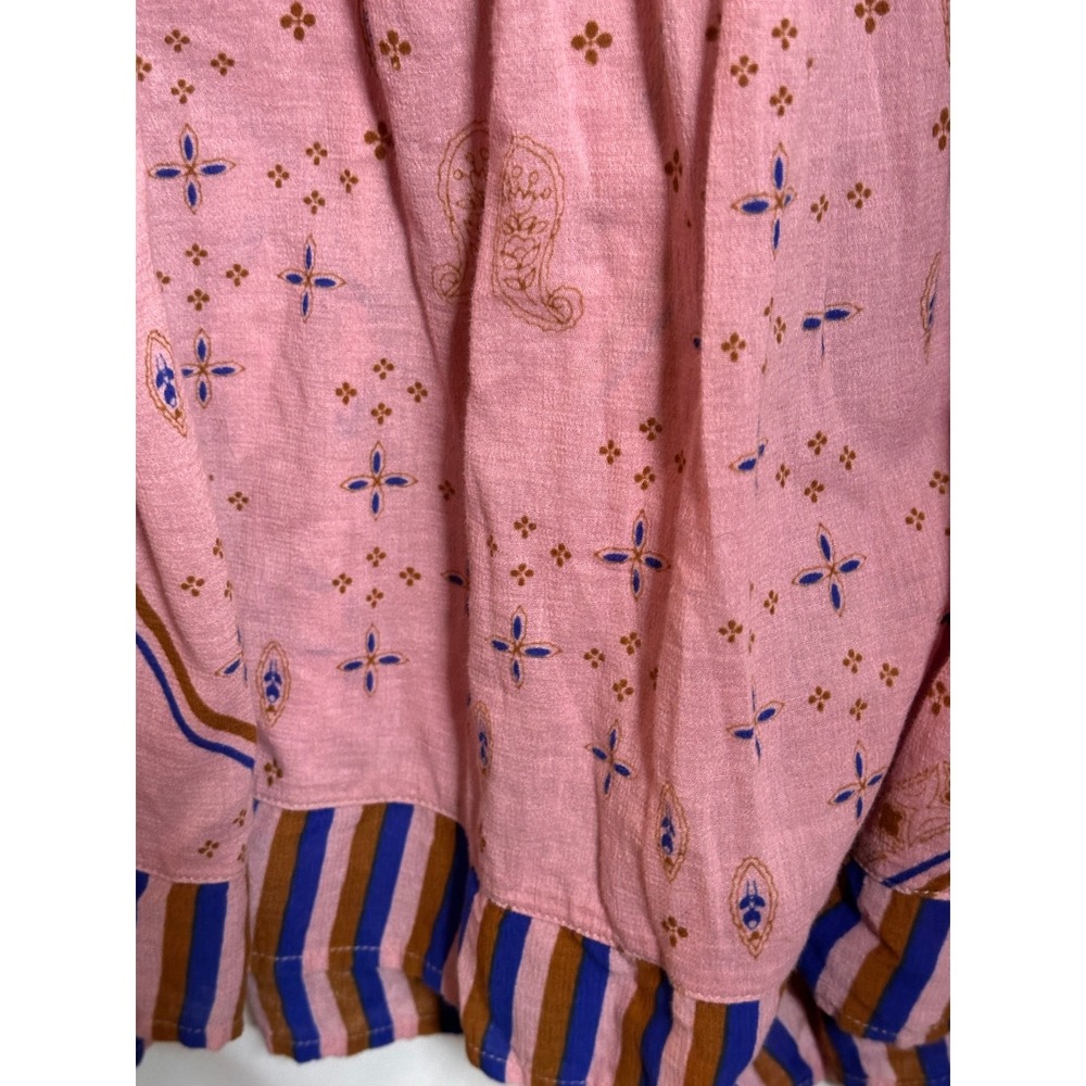 XIRENA Pink Paisley Tiered Midi Dress Small-Med Pockets Cotton - Picture 8 of 8